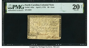 image for: North Carolina April 2, 1776 $6 Goat PMG Very Fine 20 Net....