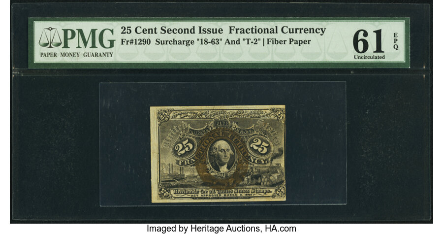 image for: Fr. 1290 25¢ Second Issue PMG Uncirculated 61 EPQ....