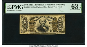 image for: Fr. 1326 50¢ Third Issue Spinner PMG Choice Uncirculated 63 EPQ....