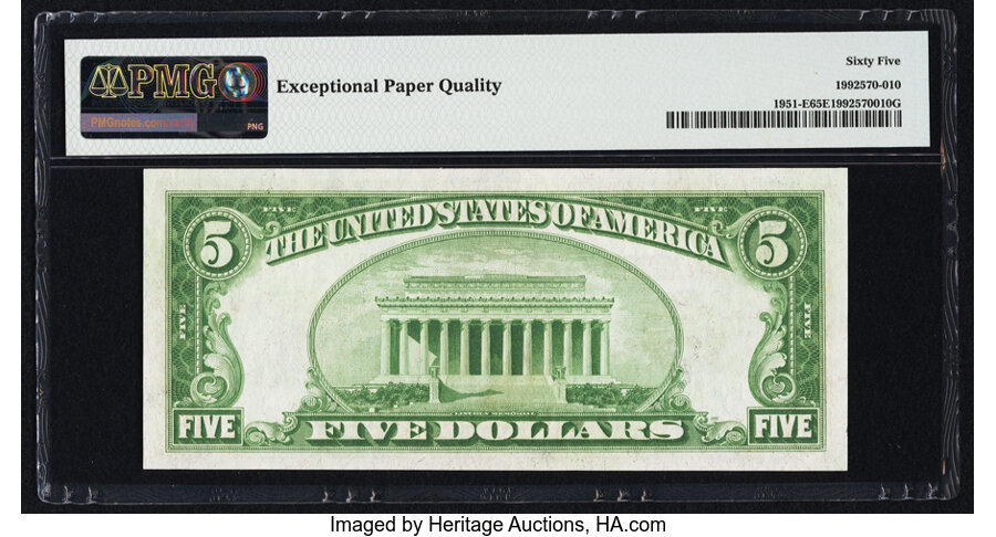image for: Fr. 1951-E $5 1928A Federal Reserve Note. PMG Gem Uncirculated 65 EPQ....