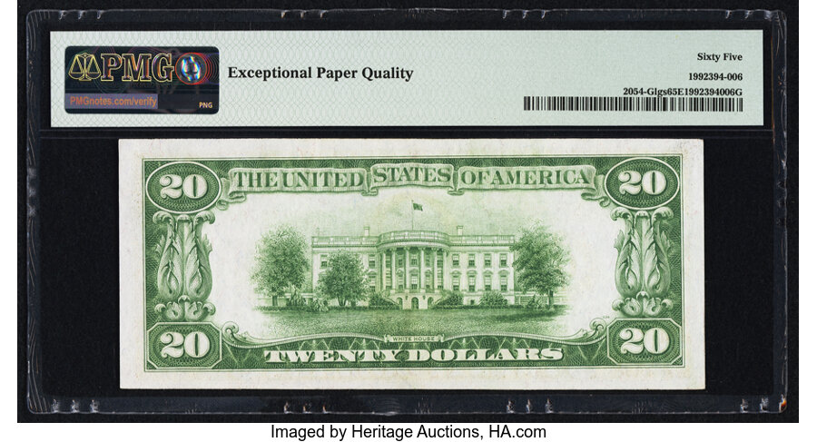 image for: Fr. 2054-G $20 1934 Light Green Seal Federal Reserve Note. PMG Gem Uncirculated 65 EPQ....