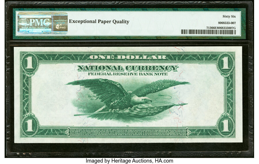 image for: Fr. 713 $1 1918 Federal Reserve Bank Note PMG Gem Uncirculated 66 EPQ....