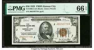 image for: Fr. 1880-J $50 1929 Federal Reserve Bank Note. PMG Gem Uncirculated 66 EPQ....