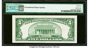 image for: Fr. 1530* $5 1928E Legal Tender Star Note. PMG Gem Uncirculated 65 EPQ....