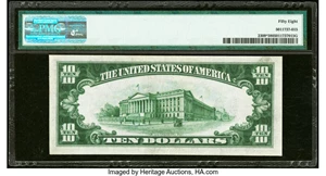image for: Fr. 2309* $10 1934A North Africa Silver Certificate Star. PMG Choice About Unc 58....