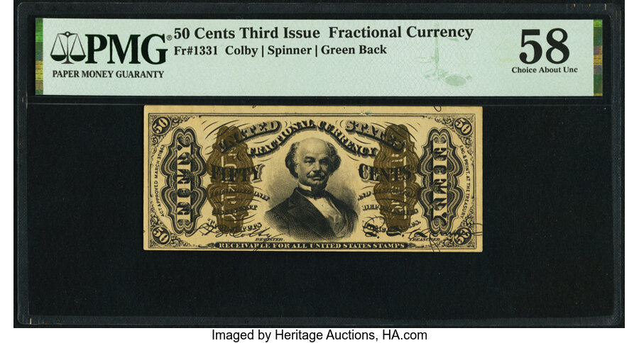 image for: Fr. 1331 50¢ Third Issue Spinner PMG Choice About Unc 58....