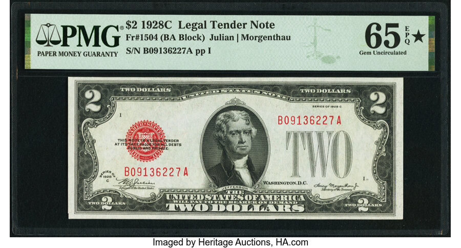 image for: Fr. 1504 $2 1928C Legal Tender Note. PMG Gem Uncirculated 65 EPQ*....