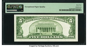 image for: Fr. 1531* $5 1928F Wide I Legal Tender Star Note. PMG Choice Uncirculated 64 EPQ....