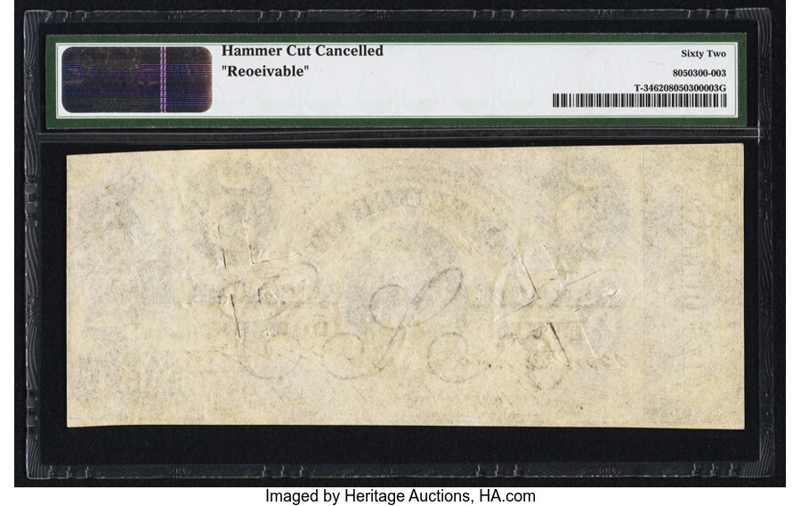 image for: "REOEIVABLE" Error Variety T34 $5 1861 PF-4 Cr. 264A PMG Uncirculated 62....
