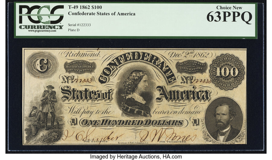 image for: T49 $100 1862 PF-2 Cr. 348 PCGS Choice New 63PPQ....