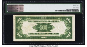 image for: Fr. 2201-C $500 1934 Light Green Seal Federal Reserve Note. PMG Choice Very Fine 35....