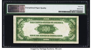 image for: Fr. 2201-A $500 1934 Light Green Seal Federal Reserve Note. PMG Choice Extremely Fine 45 EPQ....