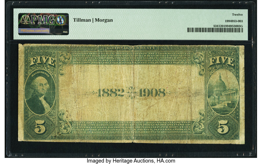 image for: Salt Lake City, UT - $5 1882 Date Back Fr. 534 The Utah National Bank Ch. # (P)4341 PMG Fine 12....