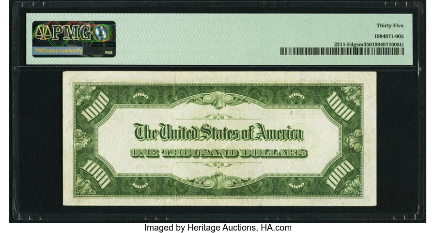 image for: Fr. 2211-F $1,000 1934 Mule Federal Reserve Note. PMG Choice Very Fine 35....