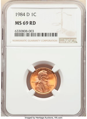 image for: 1984-D 1C MS69 Red NGC. NGC Census: (1/0). PCGS Population: (0/0). ...