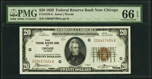 image for: Fr. 1870-G $20 1929 Federal Reserve Bank Note. PMG Gem Uncirculated 66 EPQ....