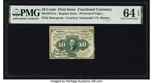 image for: Fr. 1240 10¢ First Issue Courtesy Autograph PMG Choice Uncirculated 64 EPQ....