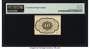 image for: Fr. 1240 10¢ First Issue Courtesy Autograph PMG Choice Uncirculated 64 EPQ....