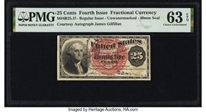 image for: Fr. 1301 25¢ Fourth Issue Courtesy Autograph PMG Choice Uncirculated 63 EPQ....