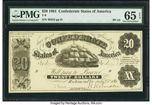 image for: T9 $20 1861 PF-12 Cr. 31 PMG Gem Uncirculated 65 EPQ....