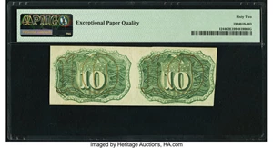 image for: Fr. 1244 10¢ Second Issue Horizontal Uncut Pair PMG Uncirculated 62 EPQ....