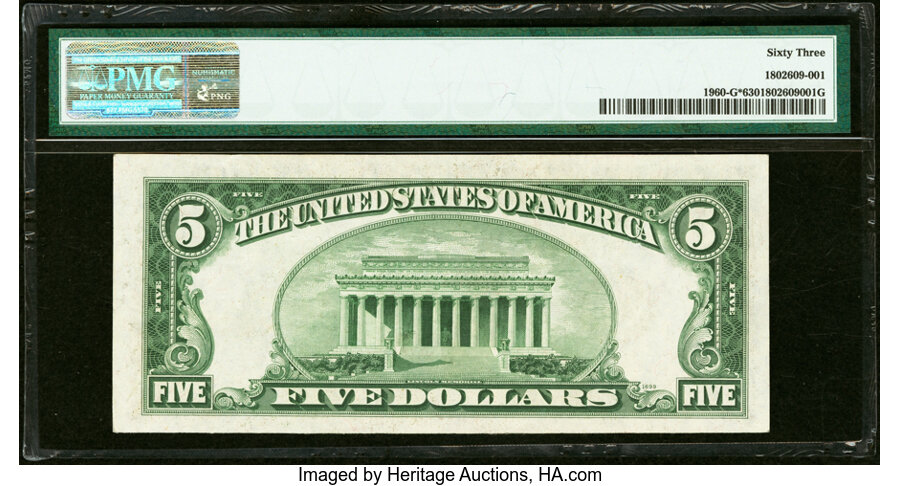 image for: Fr. 1960-G* $5 1934D Federal Reserve Star Note. PMG Choice Uncirculated 63....