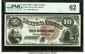 image for: Fr. 108 $10 1880 Legal Tender PMG Uncirculated 62....