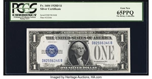 image for: Fr. 1604 $1 1928D Silver Certificate. PCGS Gem New 65PPQ....
