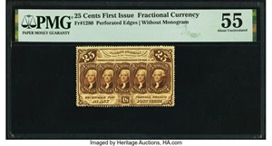image for: Fr. 1280 25¢ First Issue PMG About Uncirculated 55....