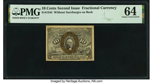 image for: Fr. 1244 10¢ Second Issue PMG Choice Uncirculated 64....