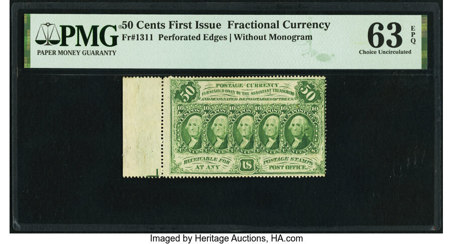 image for: Fr. 1311 50¢ First Issue PMG Choice Uncirculated 63 EPQ....