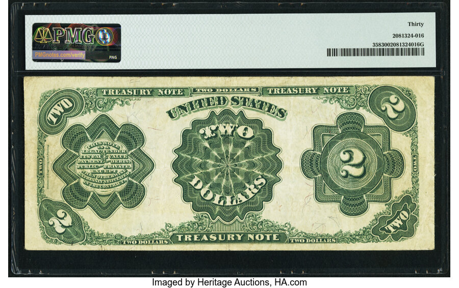 image for: Fr. 358 $2 1891 Treasury Note PMG Very Fine 30....