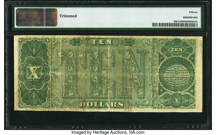 image for: Fr. 366 $10 1890 Treasury Note PMG Choice Fine 15....