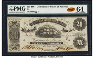 image for: T9 $20 1861 PF-13 Cr. 32 PMG Choice Uncirculated 64....