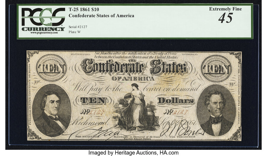 image for: T25 $10 1861 PF-1 Cr. 168 PCGS Extremely Fine 45....