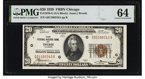 image for: Fr. 1870-G $20 1929 Federal Reserve Bank Note. PMG Choice Uncirculated 64....