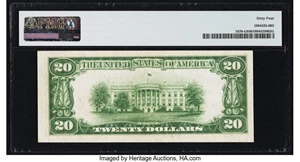 image for: Fr. 1870-G $20 1929 Federal Reserve Bank Note. PMG Choice Uncirculated 64....