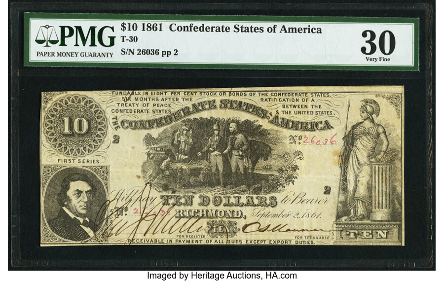 image for: T30 $10 1861 PF-1 Cr. 238 PMG Very Fine 30....