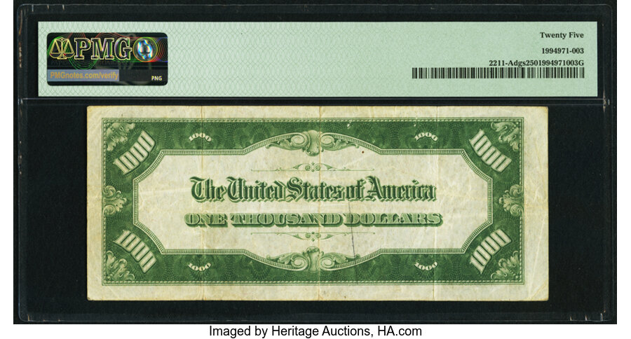 image for: Fr. 2211-A $1,000 1934 Federal Reserve Note. PMG Very Fine 25....