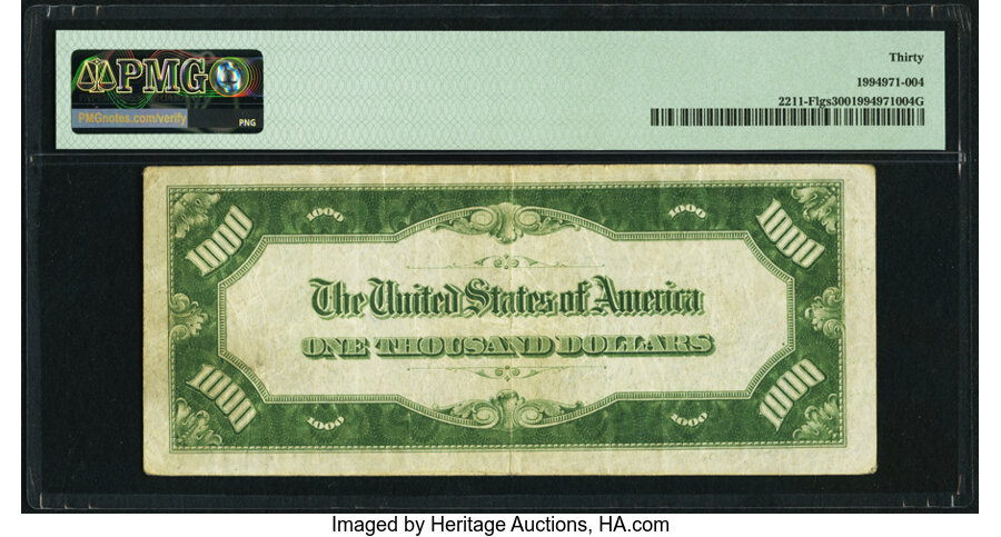 image for: Fr. 2211-F $1,000 1934 Light Green Seal Federal Reserve Note. PMG Very Fine 30....