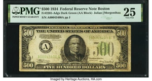 image for: Fr. 2201-A $500 1934 Federal Reserve Note. PMG Very Fine 25....