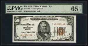 image for: Fr. 1880-J $50 1929 Federal Reserve Bank Note. PMG Gem Uncirculated 65 EPQ....