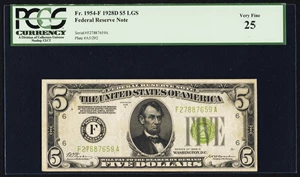 image for: Fr. 1954-F $5 1928D Federal Reserve Note. PCGS Very Fine 25....