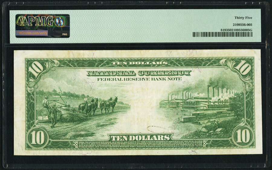 image for: Fr. 819 $10 1915 Federal Reserve Bank Note PMG Choice Very Fine 35....