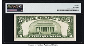 image for: Fr. 1959-B $5 1934C Narrow Federal Reserve Note. PMG About Uncirculated 55....