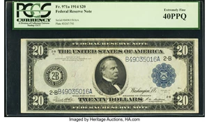 image for: Fr. 971a $20 1914 Federal Reserve Note PCGS Extremely Fine 40PPQ....
