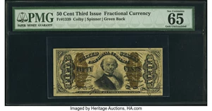 image for: Fr. 1339 50¢ Third Issue Spinner Type II PMG Gem Uncirculated 65 EPQ....
