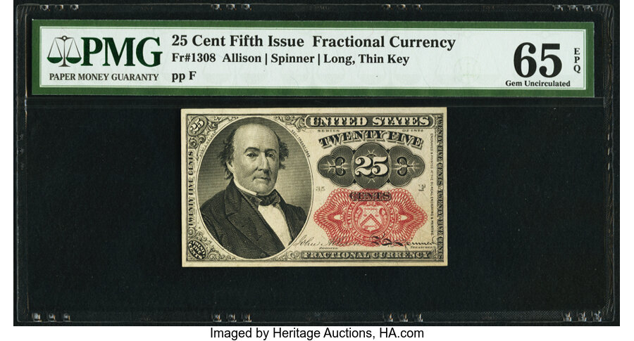 image for: Fr. 1308 25¢ Fifth Issue PMG Gem Uncirculated 65 EPQ....