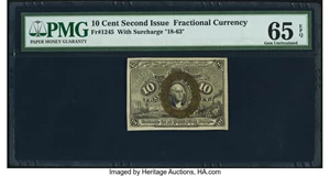 image for: Fr. 1245 10¢ Second Issue PMG Gem Uncirculated 65 EPQ....