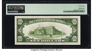 image for: Fr. 2309* $10 1934A North Africa Silver Certificate Star. PMG About Uncirculated 53....
